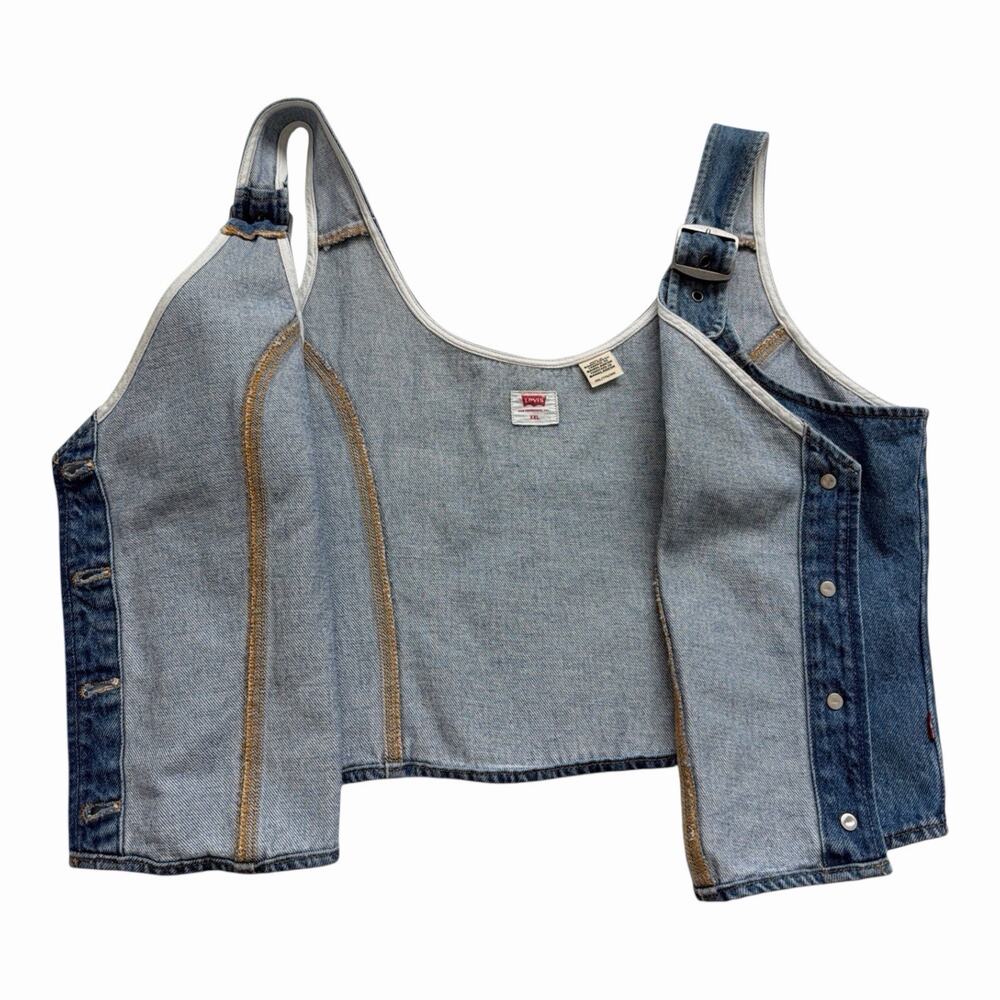 Levi's Charlie Denim Crop Top Women XXL Blue Slim Fit 100% Cotton Cowgirl Casual - Picture 11 of 13